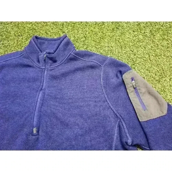 Eddie Bauer Mens XL Long Sleeve Half Zip Pullover Blue Fleece Sweater Shirt - Picture 2 of 7